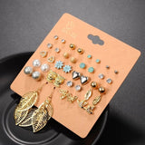 20 Pairs Pack Set Mixed Stud Earrings-Stock Clearance Sale!