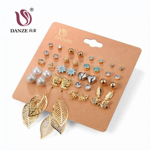 20 Pairs Pack Set Mixed Stud Earrings-Stock Clearance Sale!